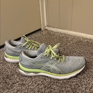 Asics Gray and Green Athletic Shoes with Gel Cushioning
